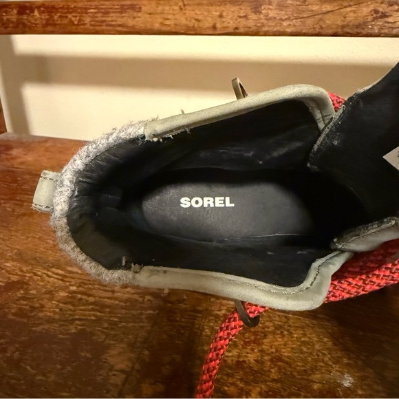 SOREL Blake Lace Quarry Waterproof Hiker Bootie Quarry Gray Red Laces - Picture 11 of 15